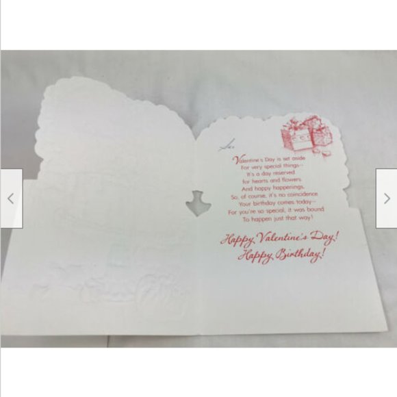 Vtg Hallmark Greeting Card ON YOUR VALENTINE BIRTHDAY Die-cut Embossed - Picture 3 of 3